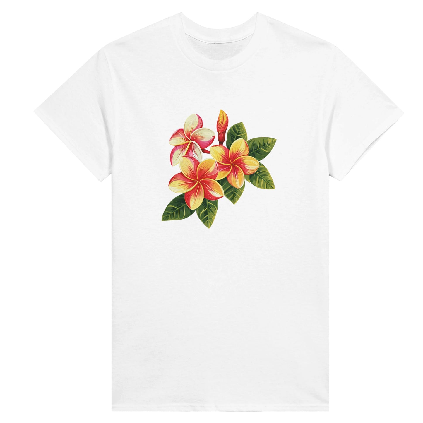 A white womens shirt with tropical flowers