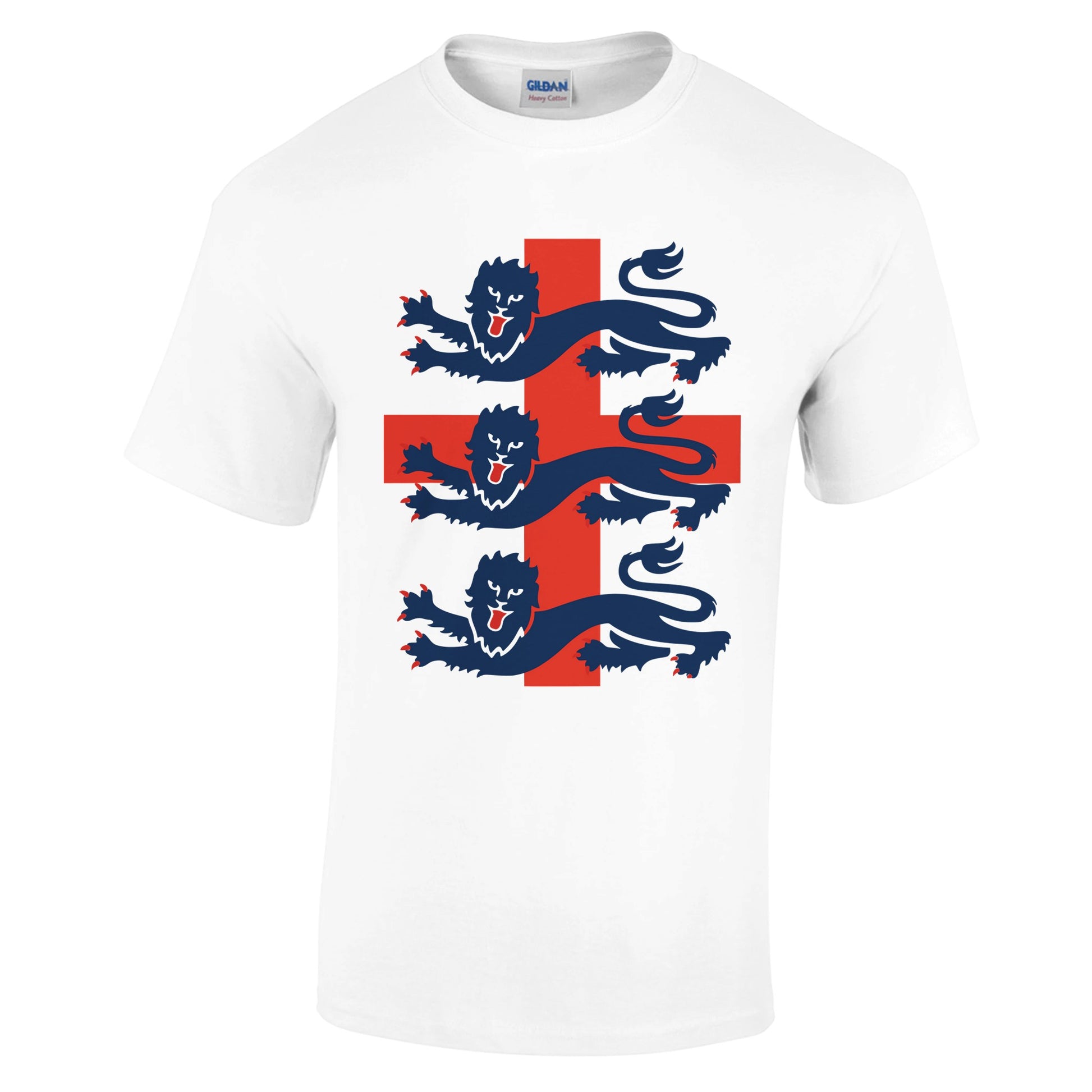 a white football t-shirt with the red cross of St. George with 3 lions