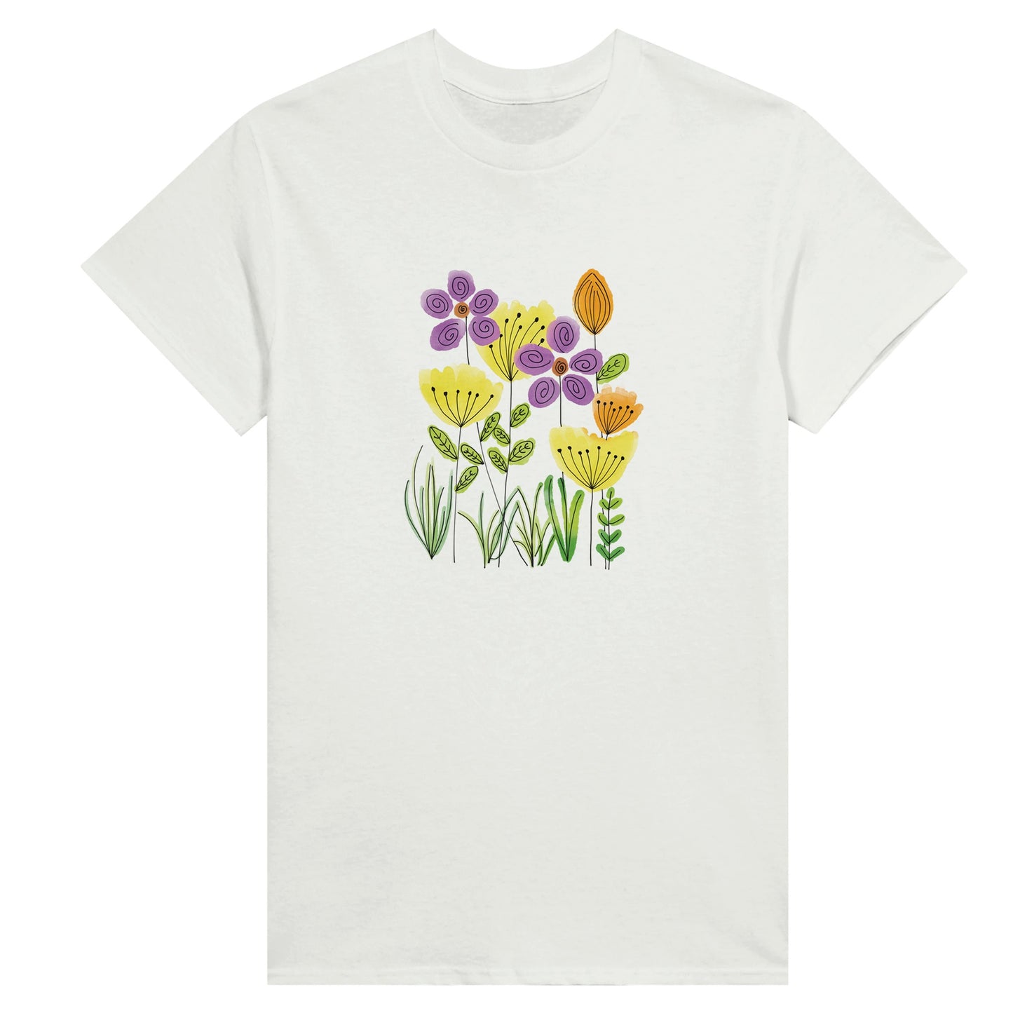 Women's white shirt with a picture of colourful flowers 