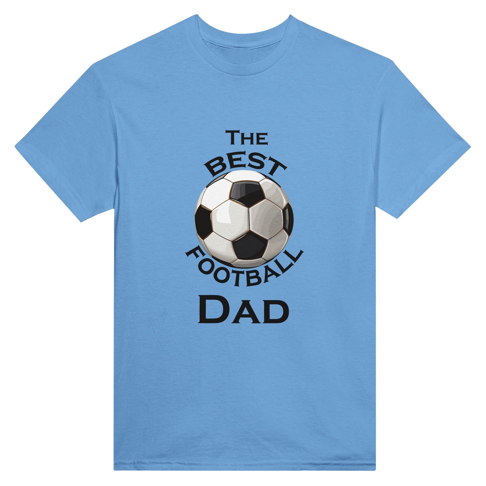 Light blue shirt with the words "the best football dad" and a picture of a football