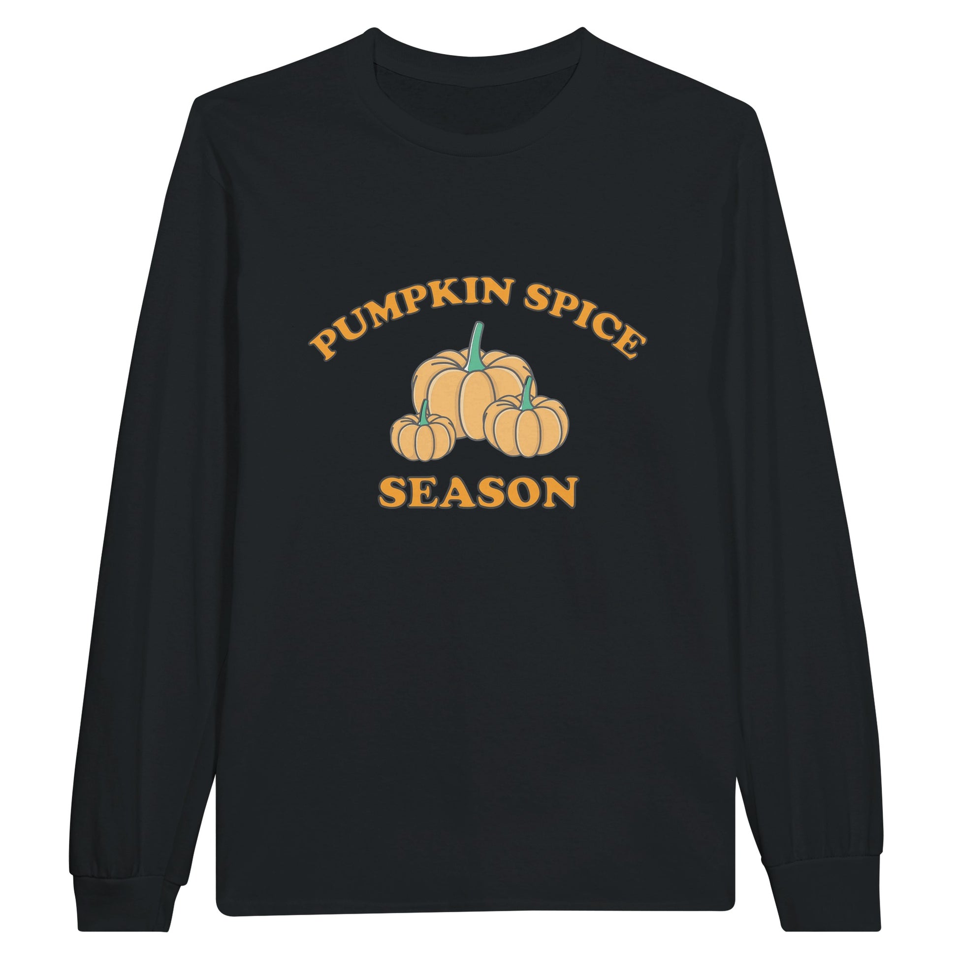 black shirt with long sleeve and the text "pumpkin spice season"